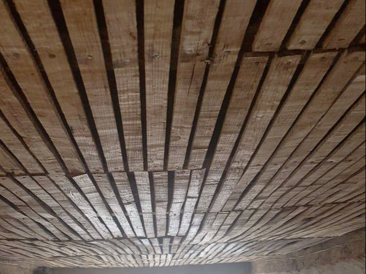 Installing a new Riven Oak lath ceiling.